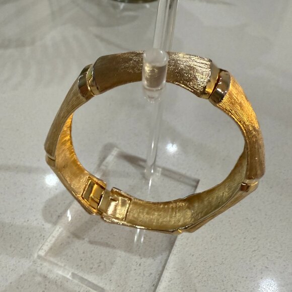 Gold Tone Metallic Clamp Bracelet - Picture 7 of 8